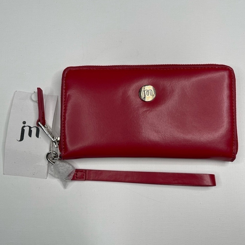 Jennifer Moore Wristlet Clutch Bag Wallet Purse Berry Red Vegan Leather New